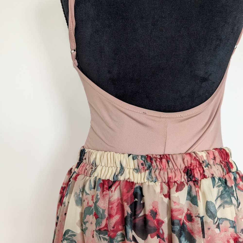 Cream And Red Flowy Floral Mikarose A-line Skirt Size M - Picture 4 of 10